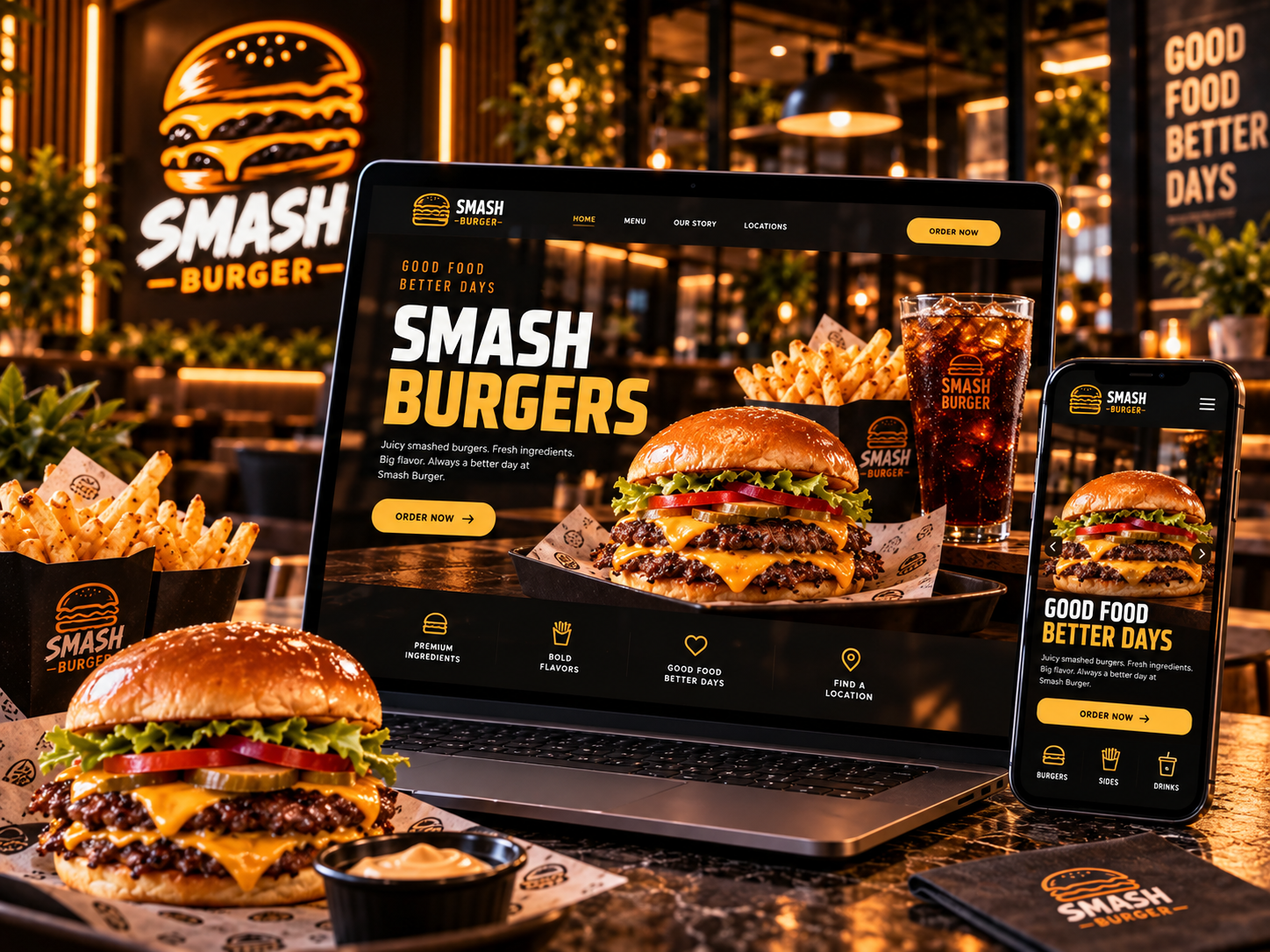SMASH BURGER fast food web demo